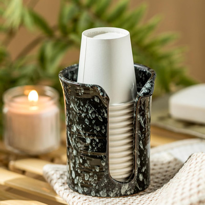 Bathroom Cup Dispenser 3 Oz, Ceramic Bathroom Cup Holder Mouthwash Cup Dispenser