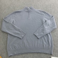 Quince Sweater Mens XL Gray 100 Cashmere 1/4 Zip Mock Neck Knit Pullover