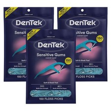 DenTek Comfort Clean Sensitive Gums Floss Picks, Soft Silky Ribbon, 450 Count