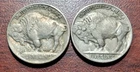 PAIR- 1913 Type I AU & Type II EF XF Buffalo Nickels Both Original Toning