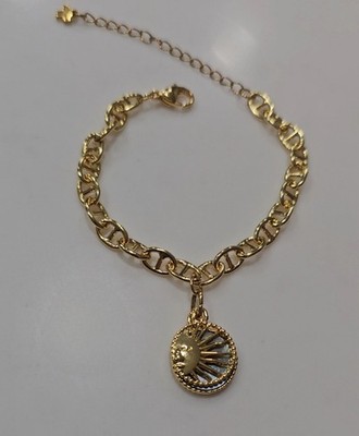 Sun/moon 18k Gold Plated Bracelet With Extender Chain. Hand Made