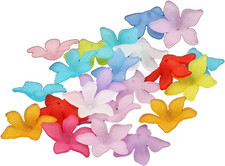 120Pcs 26Mm Acrylic Flower Beads, Multicolored, Frosted Assorted Color, DIY Craf