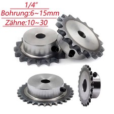 04C 10-30 Z&auml;hne Kettenrad mit Nabe Kettenr&auml;d C45 Stahl Pitch 1/4" 6.35mm Ritzel