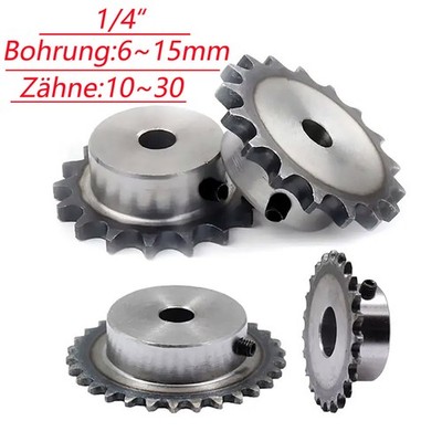 04C 10-30 Zähne Kettenrad mit Nabe Kettenräd C45 Stahl Pitch 1/4'' 6.35mm Ritzel