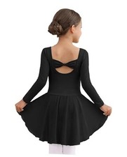 Toddler Girls Ballet Dance Leotards Skirt 4-5T Black Long Sleeve Long Sleeve