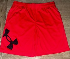 UNDER ARMOUR Racer Red UA Tech Big Logo Shorts Boy  s XL 18/20 Drawstring WORN 1x