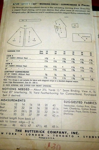 *LOVELY VTG 1950s DRESS & CUMMERBUND BUTTERICK Sewing Pattern 14/32 - Picture 2 of 2