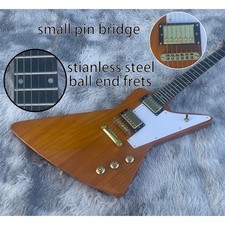 Explorer electric guitar Natural color SS frets bone nut Gold hardware