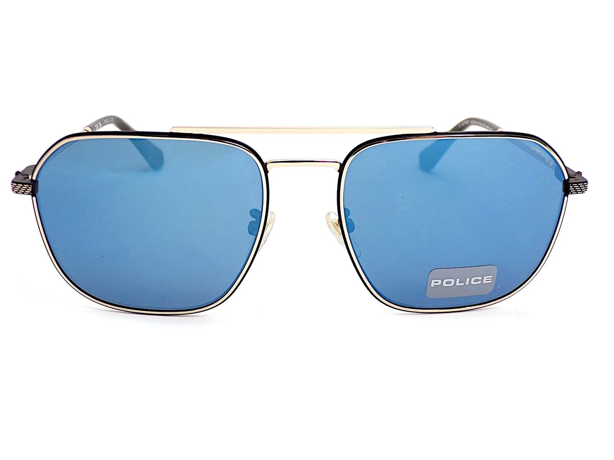 Police Octane 1 Sonnenbrille Schwarz Gold Blau Spiegelgläser SPLF64M 300B