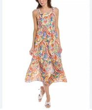 Jude Connally Everly Midi Dress Sz L Sleeveless Colorful Casual Cocktail Summer