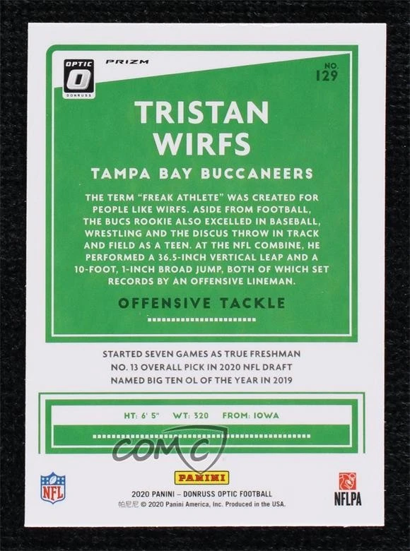 2020 Panini Donruss Optic Rookies Red Mojo Prizm Tristan Wirfs #129 Rookie RC - Image 2 of 2