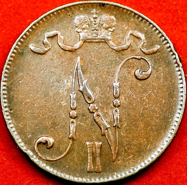 1915 Nice High Grade KM-15 Finland Five Pennia  #D0576