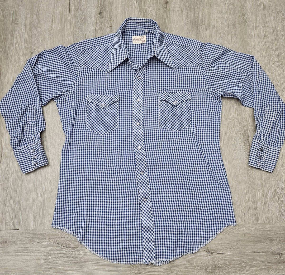 【Wrangler】70s PERMANENT PRESS LONG TAILS Vintage Wrangler Permanent Press Long Tails Pearl Snap