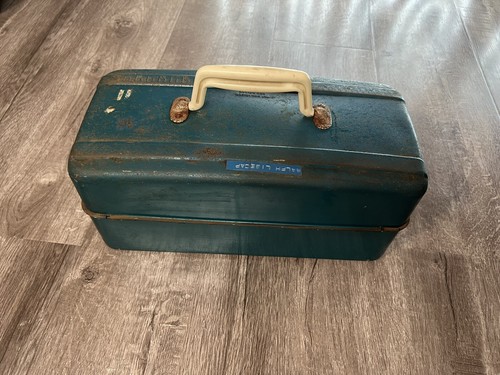 Cassetta porta attrezzi da pesca vintage anni 50 Union Chest Watertite blu metallo forniture - Foto 6 di 15