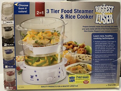 The Biggest Loser 3 Tier Food Steamer And Rice Cooker 2 In 1 By Taylor Black NIB
