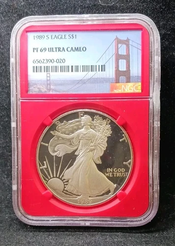 1989 S NGC PF 69 Ultra Cameo Silver Eagle Dollar Coin