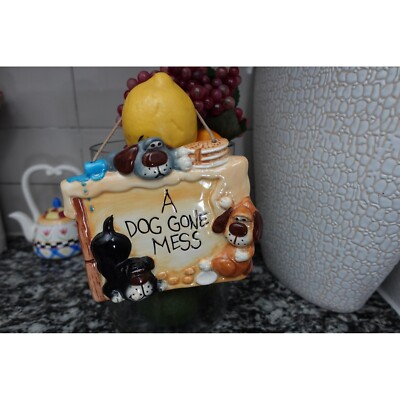 Vintage Russ Berries A Dog Gone Mess 3D wall hanging art plaque