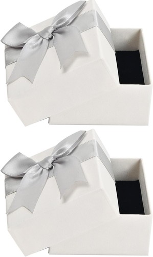 2 Stück Kleine Geschenkbox, Weiss Geschenkkarton mit Deckel, Ringschachtel Ge... - Bild 2 von 9