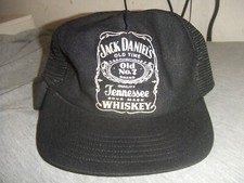 Vintage 1980's Jack Daniels Black Trucker Hat Tennessee Sour Mash Mesh Snapback