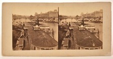 Photographie albuminée stéréoscopique, Vue du Pont Neuf, Paris