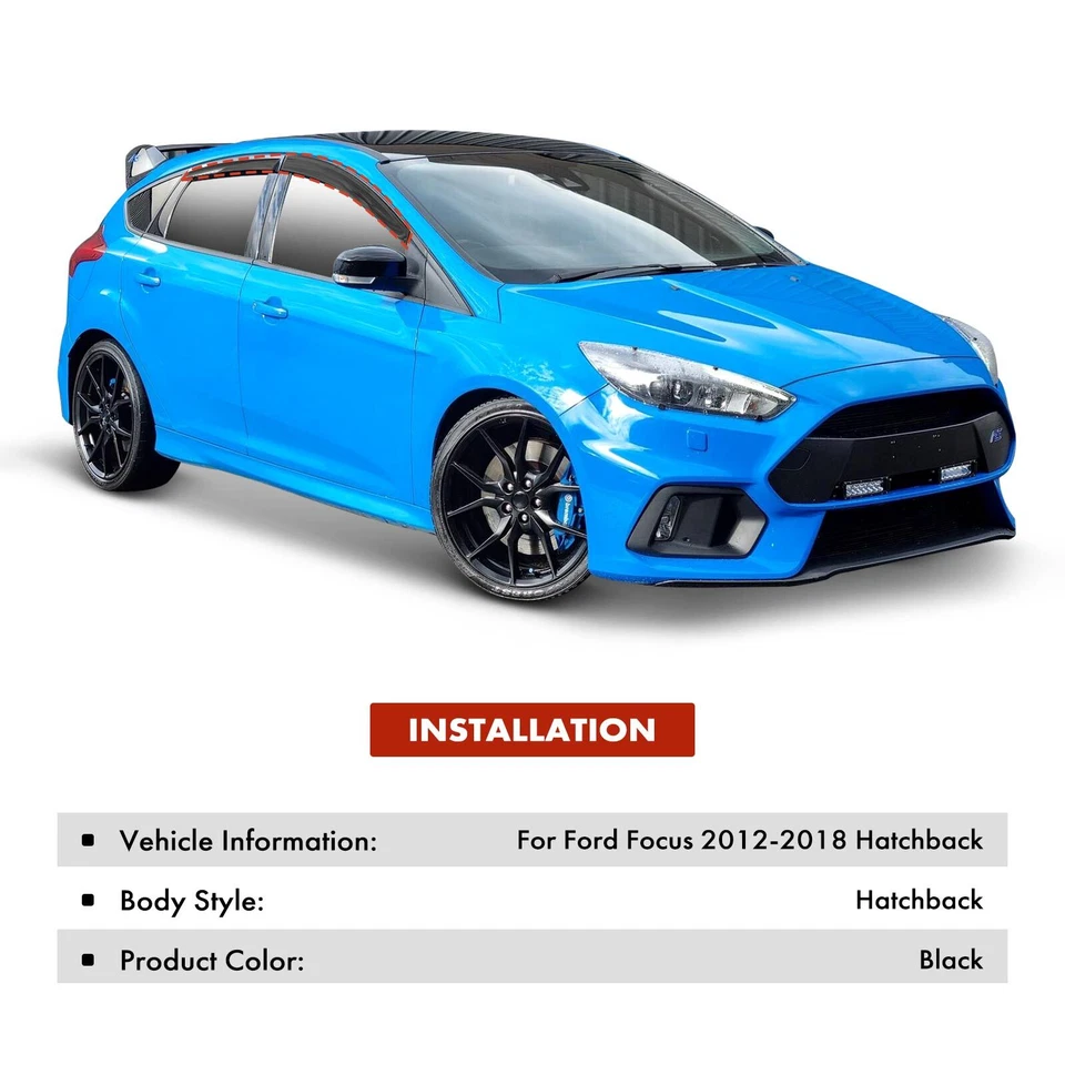 4x Weather Shield Window Visors Fit for Ford Focus LW LZ 2012-2018 Hatchback New - image 2 of 4
