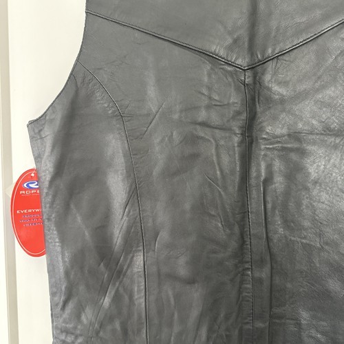Roper brand black leather vest Medium men NEW OLD STOCK Nice! - Picture 4 of 13