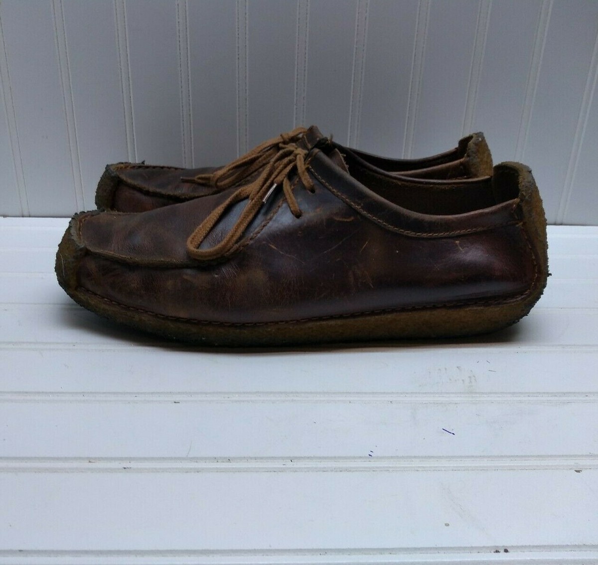 Clarks Mens Wallabee Brown Beeswax Leather Moc Toe Crepe Sole Shoes Size 9M Mens Clarks Wallabee Shoes In Beeswax Brown | Soletrader main image 3