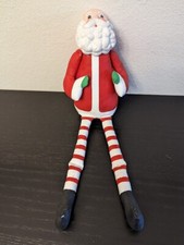 15  tall Santa painted cloth fabric Whimsical w/ Plaster Head Shelf Sitter