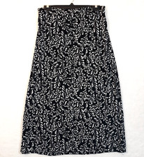 J. Jill Skirt XSP Black White Floral Front Slit Button Accent Lightweight Maxi