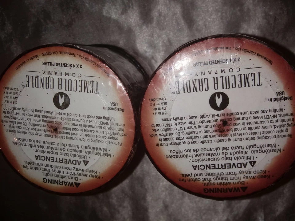 TEMECULA CANDLE CO VELAS DE PILAR PEQUEÑO 3x4 HOT APPLE PIE LOTE DE 2 Foto 3 de 4