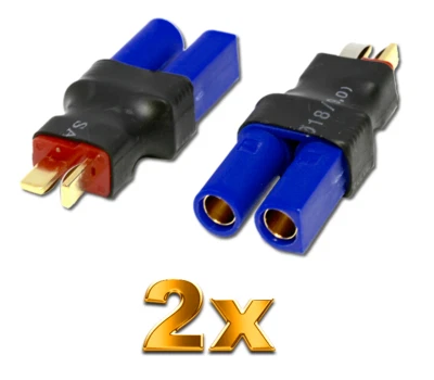 2x Stück Adapter EC5 Female Stecke auf T-Plug T-Dean T-Stecker Male Lipo Akku RC