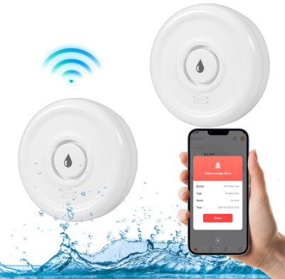2 Stücke Smart Wasserstandsmelder WLAN 100dB Alarm App Benachrichtigung Haus