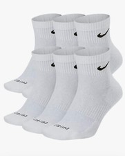 Nike Everyday Cushion Drifit Ankle White Athletic Socks -  6 Pack Unisex LARGE