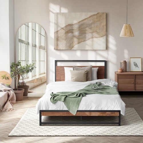 Metal Bed Frame Queen Double King Single Size Beds Base Platform Slatted Design - Picture 9 of 39