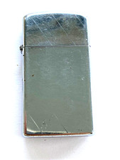 VINTAGE ZIPPO SLIMLINE LIGHTER CHROME PINSTRIPED BRADFORD, PA USA SPARKS NO MONO