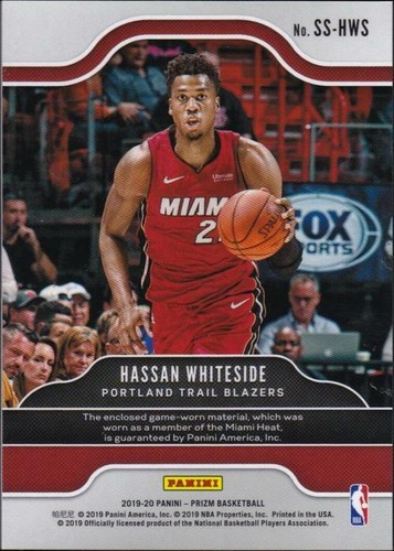 2019-20 Panini Prizm Sensational Swatches #SS-HWS - Hassan Whiteside Jersey - Picture 3 of 4