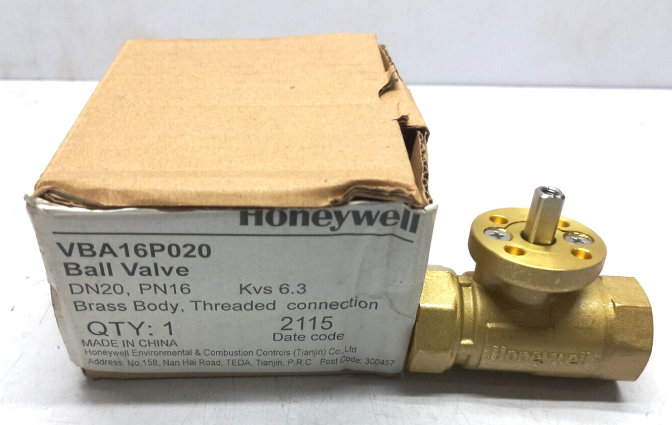Honeywell VBA16P020 Ball Valve DN20 PN16 Kvs 6.3 Brass Body Threaded Connection