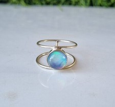 Aurora Opal Rainbow Gemstone 925 Sterling Silver Handmade Gift Her Ring PG3872