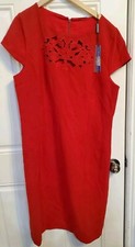 ELIE TAHARI Red Sleeveless Embroidered Siren Dress - Size 14