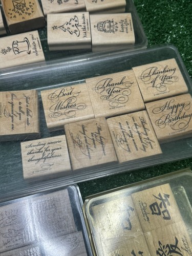 Stamping Up! Holz montiert Gummistempel Lot Schüttgut im Ruhestand Handwerk Vintage - Bild 7 von 19