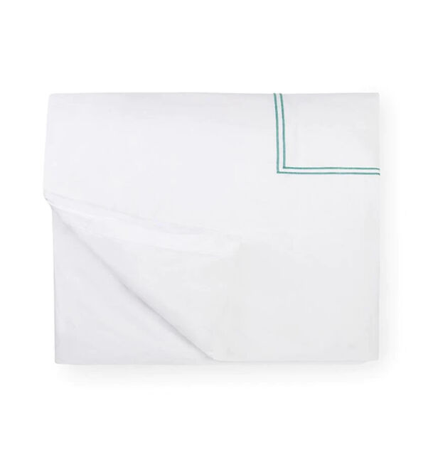 Sferra Grande Hotel KING sheet set in WHITE with AQUA COLOR STRIPES from ITALY