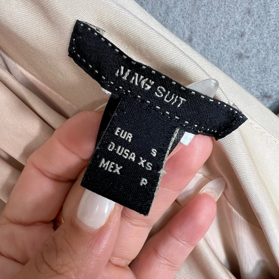 Vestido de cóctel beige drapeado mango con tirantes fruncidos y escote en V talla XS Foto 3 de 4