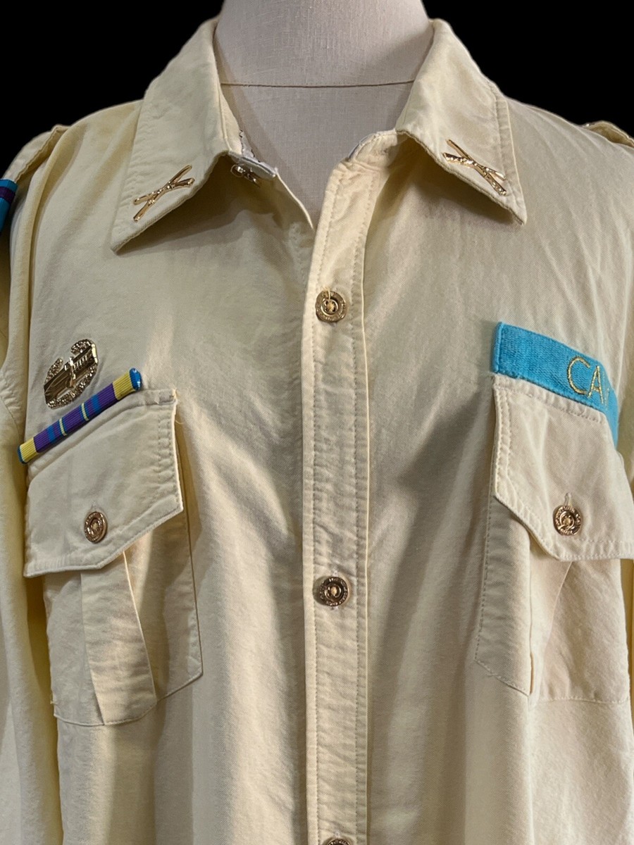 Men's CAVI Military Style-Shirt/Button-Men Sz 4XL-Yellow | eBay