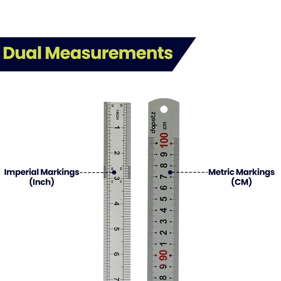 Stainless Metal Steel Ruler 100cm 1 Metre 40" Professional Grade CM Heavy Duty - Image 2 of 4