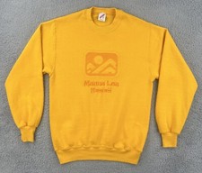Vintage Jerzees Mens L Yellow Crewneck Made In USA Embroidered Mauna Loa Hawaii