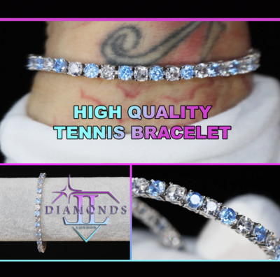 Tennisarmband mit blauem Diamant | Tennisarmband mit simuliertem blauem Diamant