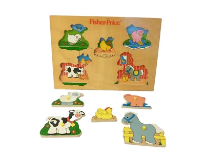 28 ⚜️ Jouet Puzzle Fisher Price Vintage En Bois - Photo 1/2