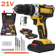 Cordless Brushless Impact Driver Hammer Drill Combo Kit with 2 Battery & Charger