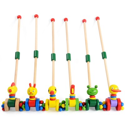 2 Pcs Holz Trolley Spielzeug Push-n-pull Spielzeug Push Entlang Ente Spielzeug