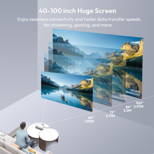 Smart Android Projector 4K UHD Portable WiFi Home Cinema Theater Bluetooth Movie - Picture 4 of 14